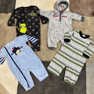 Gray and Black Star Kids One Piece